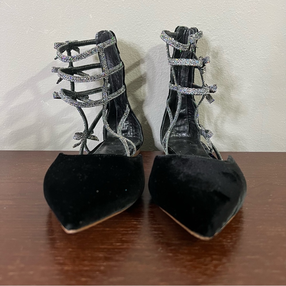 J. Crew Velvet Bow Gladiator Flats Size 8 - Picture 6 of 9